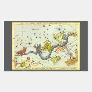 Sticker Rectangulaire Miroir d'Urania, Carte céleste d'astronomie vintag