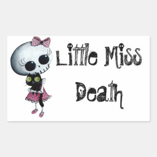 Sticker Rectangulaire Miss Mort avec chat noir