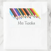 Sticker Rectangulaire Mme Teacher crayons couleur (Sac)
