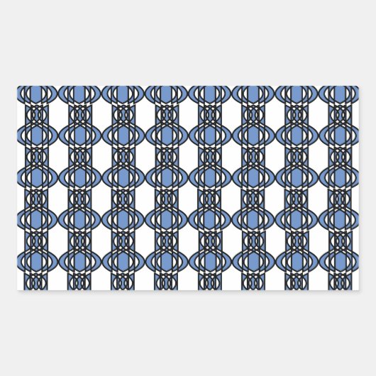 Sticker Rectangulaire Mod Retro Blue Abstrait Scarab Motif (Devant)