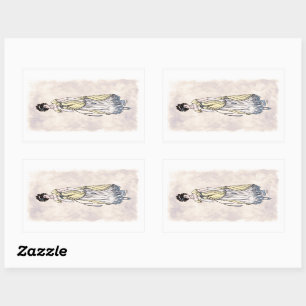 Sticker Rectangulaire Mode de Regency - Madame #1 - feuille de 4