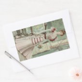 Sticker Rectangulaire Mode Vintage Victorienne - Robe Rose (Enveloppe)