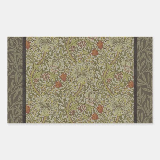 Sticker Rectangulaire Modèle de branche de saule et de lys doré de Willi (Devant)