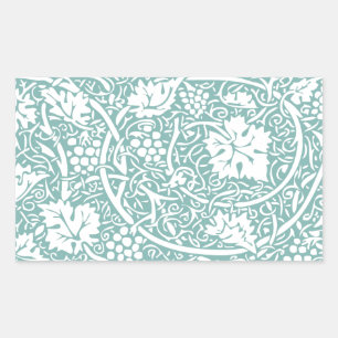 Sticker Rectangulaire Modèle de raisin de William Morris sarcelle turquo