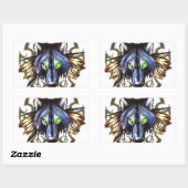 Sticker Rectangulaire Modèle de tatouage de loup tribal (Feuille)