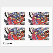 Sticker Rectangulaire Modèle de tatouage japonais Blue Dragon (Feuille)