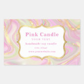 Sticker Rectangulaire Modèle d'étiquette de bougie élégant en marbre ros (Devant)