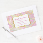 Sticker Rectangulaire Modèle d'étiquette de bougie élégant en marbre ros (Enveloppe)