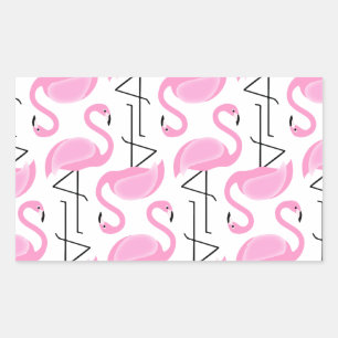 Sticker Rectangulaire Modèle Flamingo rose moderne simple
