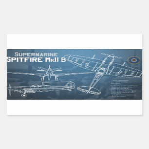 Sticker Rectangulaire Modèle MK II de Supermarine Spitfire