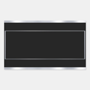 Sticker Rectangulaire Modèle noir élégant blanc personnalisé Faux Argent