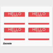 Sticker Rectangulaire Modèle Personnalisé Bonjour Mon Nom Est (Feuille)