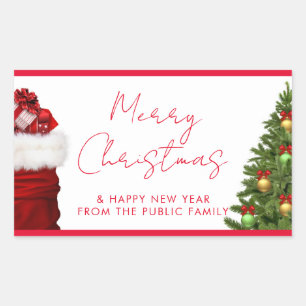 Sticker Rectangulaire Modèle personnalisé Bonne année Joyeux Noël
