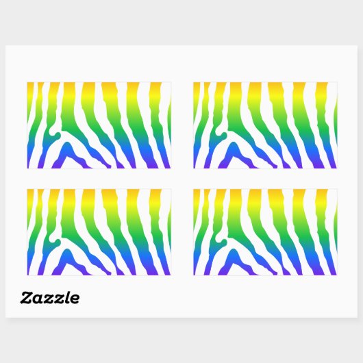 Sticker Rectangulaire Modèle Rainbow Zebra (Feuille)