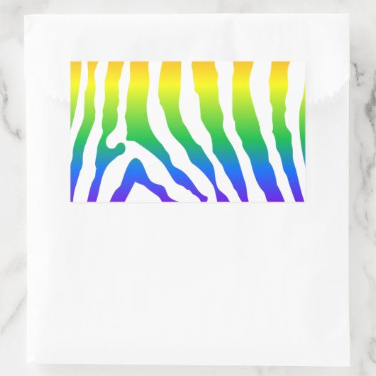 Sticker Rectangulaire Modèle Rainbow Zebra (Sac)
