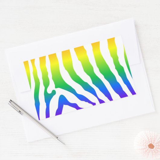 Sticker Rectangulaire Modèle Rainbow Zebra (Enveloppe)