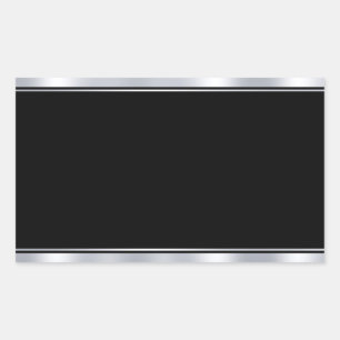 Sticker Rectangulaire Modèle vierge Faux Argent Noir Ajoutez votre texte