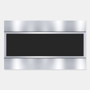 Sticker Rectangulaire Modèle vierge personnalisé Faux Argent Noir Ajoute