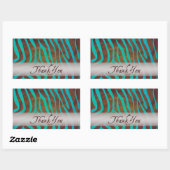 Sticker Rectangulaire Modèle Zèbre Brown et Turquoise Merci (Feuille)