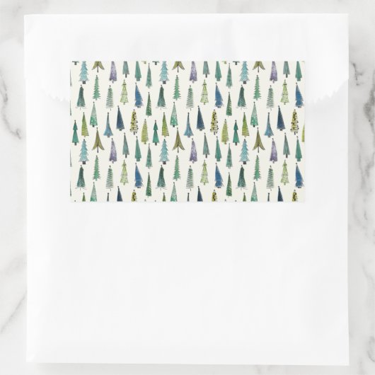 Sticker Rectangulaire Modern Christmas Trees Illustrated Pattern (Sac)