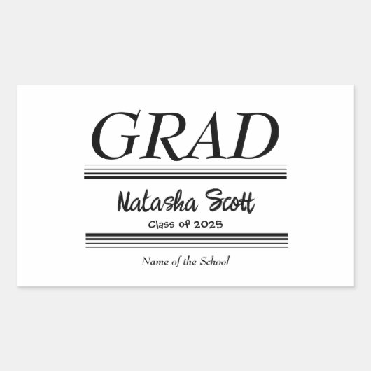 Sticker Rectangulaire Modern Personalized grad school Graduation (Devant)