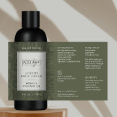 Sticker Rectangulaire Modern Sage Green Boho Logo 4OZ Cosmetic Bottle