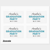 Sticker Rectangulaire Modern Stripes Blue Graduation Party (Feuille)