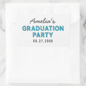 Sticker Rectangulaire Modern Stripes Blue Graduation Party (Sac)