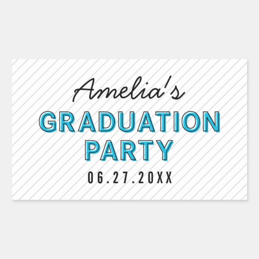 Sticker Rectangulaire Modern Stripes Blue Graduation Party (Devant)