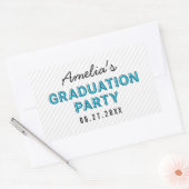 Sticker Rectangulaire Modern Stripes Blue Graduation Party (Enveloppe)