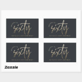 Sticker Rectangulaire Moderne 60e anniversaire simple élégant script élé (Feuille)