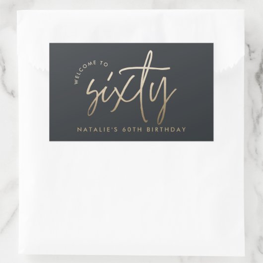 Sticker Rectangulaire Moderne 60e anniversaire simple élégant script élé (Sac)