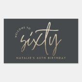 Sticker Rectangulaire Moderne 60e anniversaire simple élégant script élé (Devant)