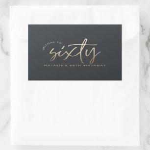 Sticker Rectangulaire Moderne 60e anniversaire simple élégant script élé