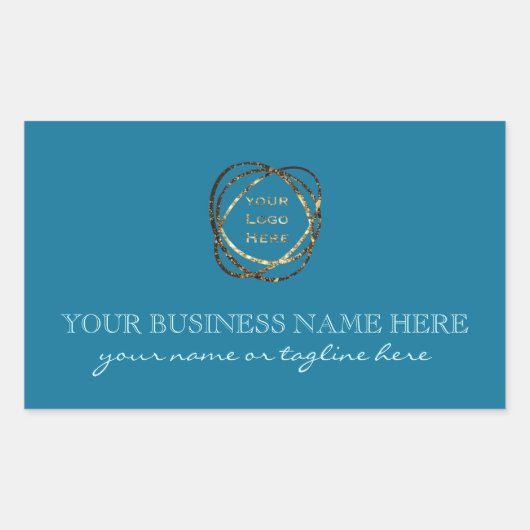 Sticker Rectangulaire Moderne Aqua Turquoise Ajouter Logo Professionnel (Devant)