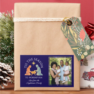 Sticker Rectangulaire Moderne C'EST LA SAISON Photo de famille de Noël