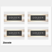 Sticker Rectangulaire Moderne Chic rayé FAUX Gold Foil et noir (Feuille)