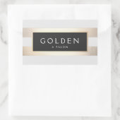 Sticker Rectangulaire Moderne Chic rayé FAUX Gold Foil et noir (Sac)