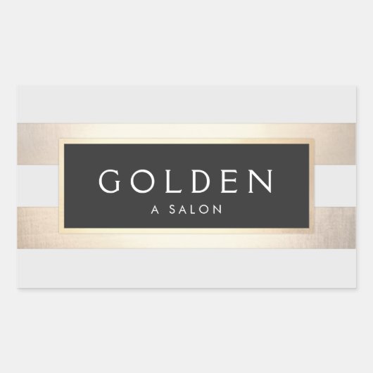 Sticker Rectangulaire Moderne Chic rayé FAUX Gold Foil et noir (Devant)