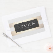 Sticker Rectangulaire Moderne Chic rayé FAUX Gold Foil et noir (Enveloppe)