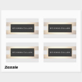 Sticker Rectangulaire Moderne Chic rayé FAUX Gold Foil et noir (Feuille)