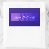 Sticker Rectangulaire Moderne Élégant Nom de Script & Monogramme Ombre V (Sac)