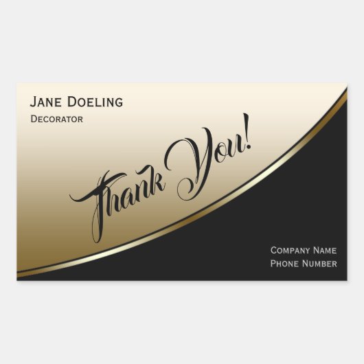 Sticker Rectangulaire Moderne Elegant Professionnel Highlight Black Gold (Devant)