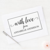 Sticker Rectangulaire Moderne Élégant Rustique Noir Script Avec Amour De (Enveloppe)