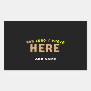 STICKER RECTANGULAIRE MODERNE ET MODERNE PERSONNALISABLE NOIR VÉRIFIÉ