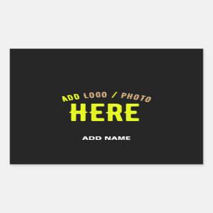 STICKER RECTANGULAIRE MODERNE ET MODERNE PERSONNALISABLE NOIR VÉRIFIÉ