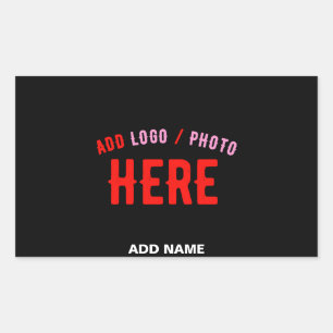STICKER RECTANGULAIRE MODERNE ET MODERNE PERSONNALISABLE NOIR VÉRIFIÉ