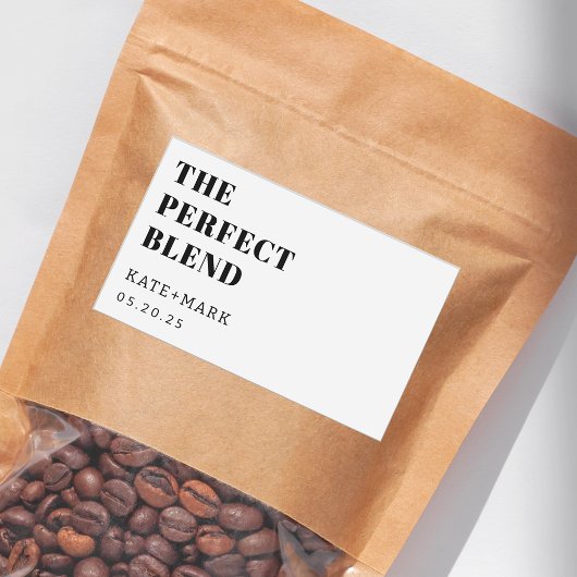 Sticker Rectangulaire Moderne Le Mélange Parfait Mariage Café Faveur