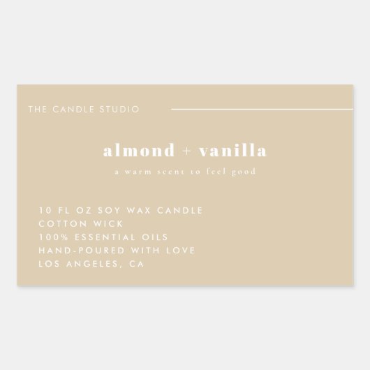 Sticker Rectangulaire Moderne minimaliste Emballage Beige Chandelle Cosm (Devant)