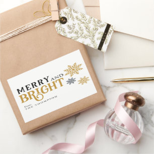 Sticker Rectangulaire Moderne minimaliste Joyeux et lumineux Noël